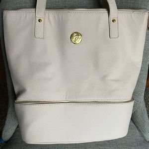 Faux leather tote bag with shoe section